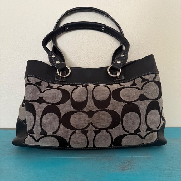 COACH Penelope Signature Navy & Gray Shoulder Bag 14422 - Picture 10 of 10